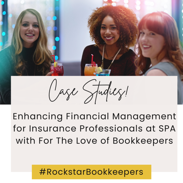"Cover of a case study document titled 'Enhancing Financial Management for Insurance Professionals at SPA with For The Love of Bookkeepers', featuring an abstract design symbolizing financial organization and clarity."